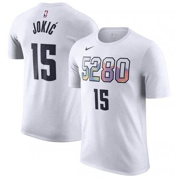 Men's Denver Nuggets #15 Nikola Jokic White 2024-25 City Edition Name & Number T-Shirt,We sell and wholesale Men's Denver Nuggets #15 Nikola Jokic White 2024-25 City Edition Name & Number T-Shirt on line form chian!